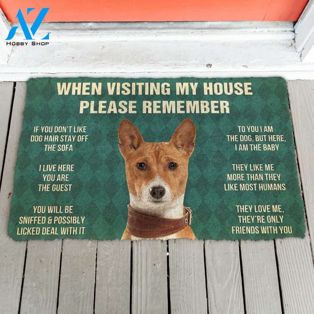 Gearhumans Gearhuman 3D Please Remember Basenji Dogs House Rules Custom Doormat
