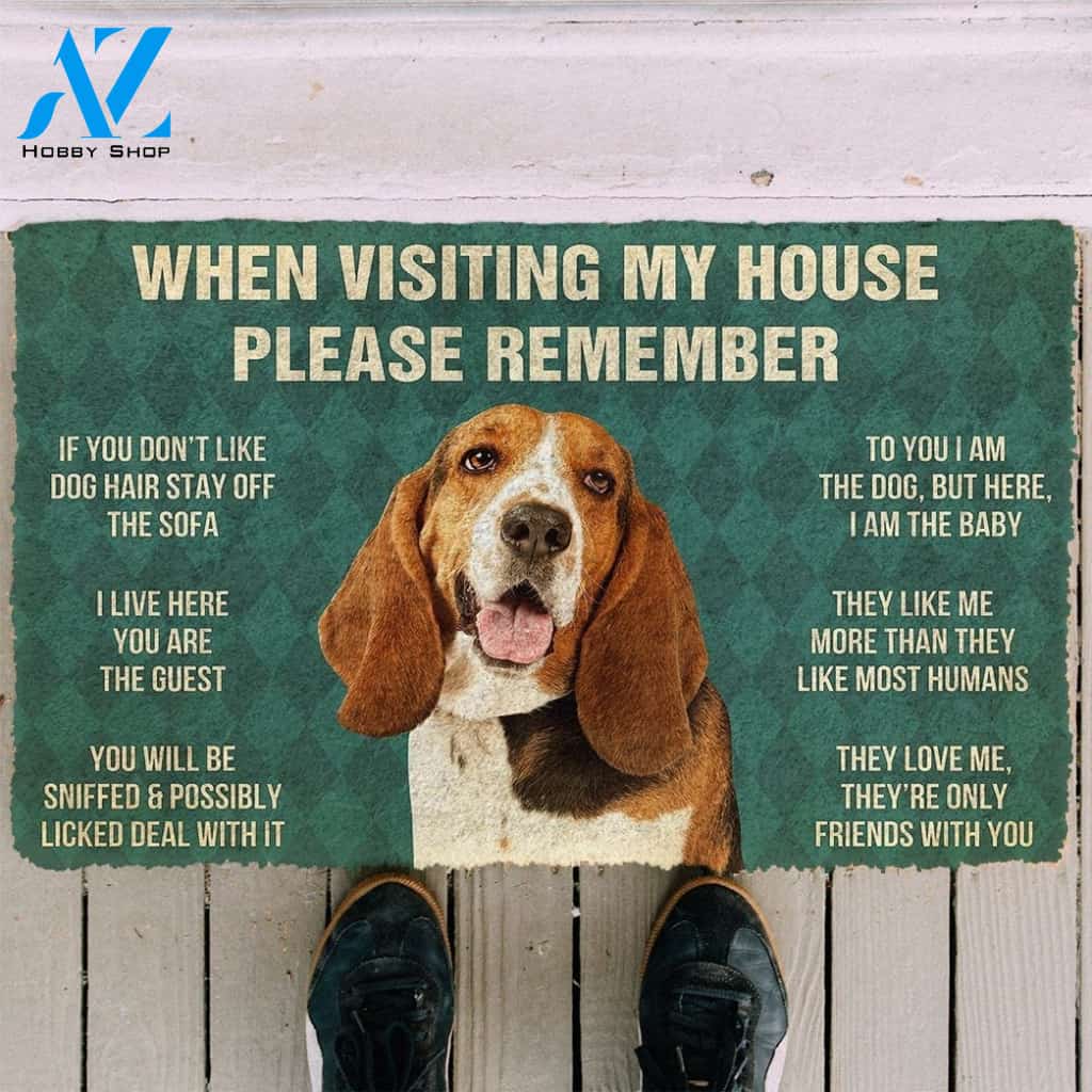 Gearhumans Gearhuman 3D Please Remember Basset Hound Dogs House Rules Custom Doormat