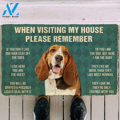 Gearhumans Gearhuman 3D Please Remember Basset Hound Dogs House Rules Custom Doormat