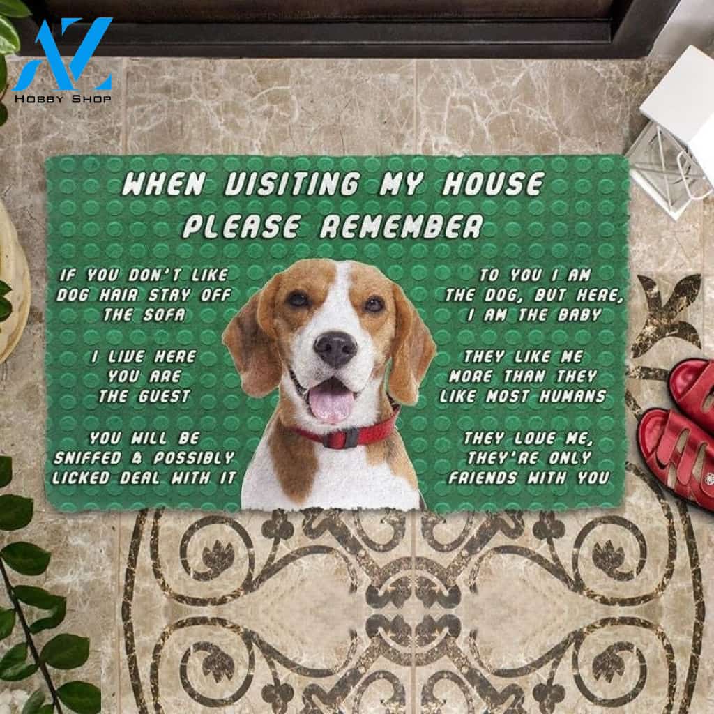 Please Remember Beagle Dog's House Rules Doormat Welcome Mat House Warming Gift Home Decor Funny Doormat Gift Idea