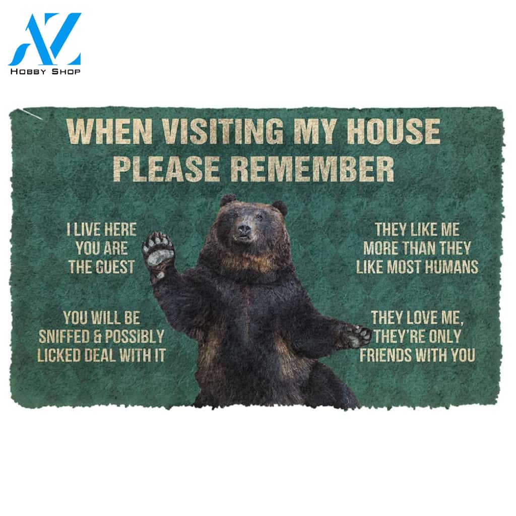 Gearhumans Gearhuman 3D Please Remember Black Bears House Rule Custom Doormat