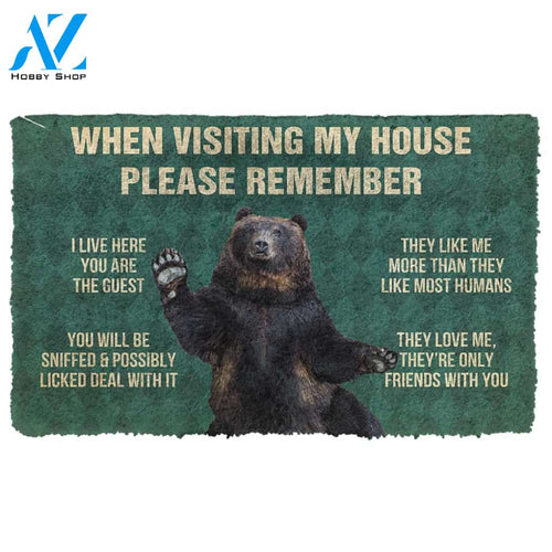 Gearhumans Gearhuman 3D Please Remember Black Bears House Rule Custom Doormat