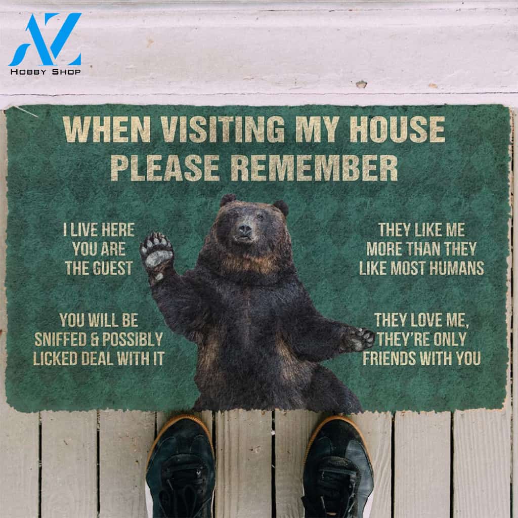 Gearhumans Gearhuman 3D Please Remember Black Bears House Rule Custom Doormat