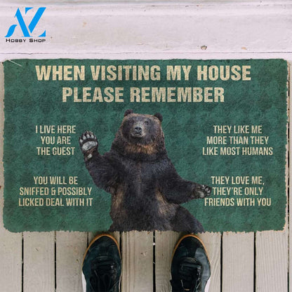 Gearhumans Gearhuman 3D Please Remember Black Bears House Rule Custom Doormat