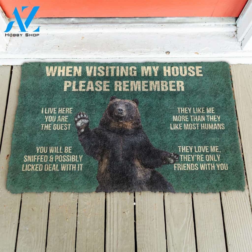 Gearhumans Gearhuman 3D Please Remember Black Bears House Rule Custom Doormat