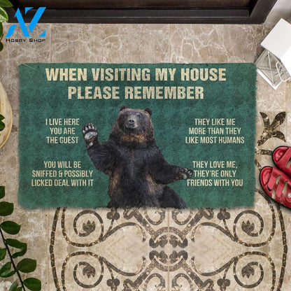 Gearhumans Gearhuman 3D Please Remember Black Bears House Rule Custom Doormat