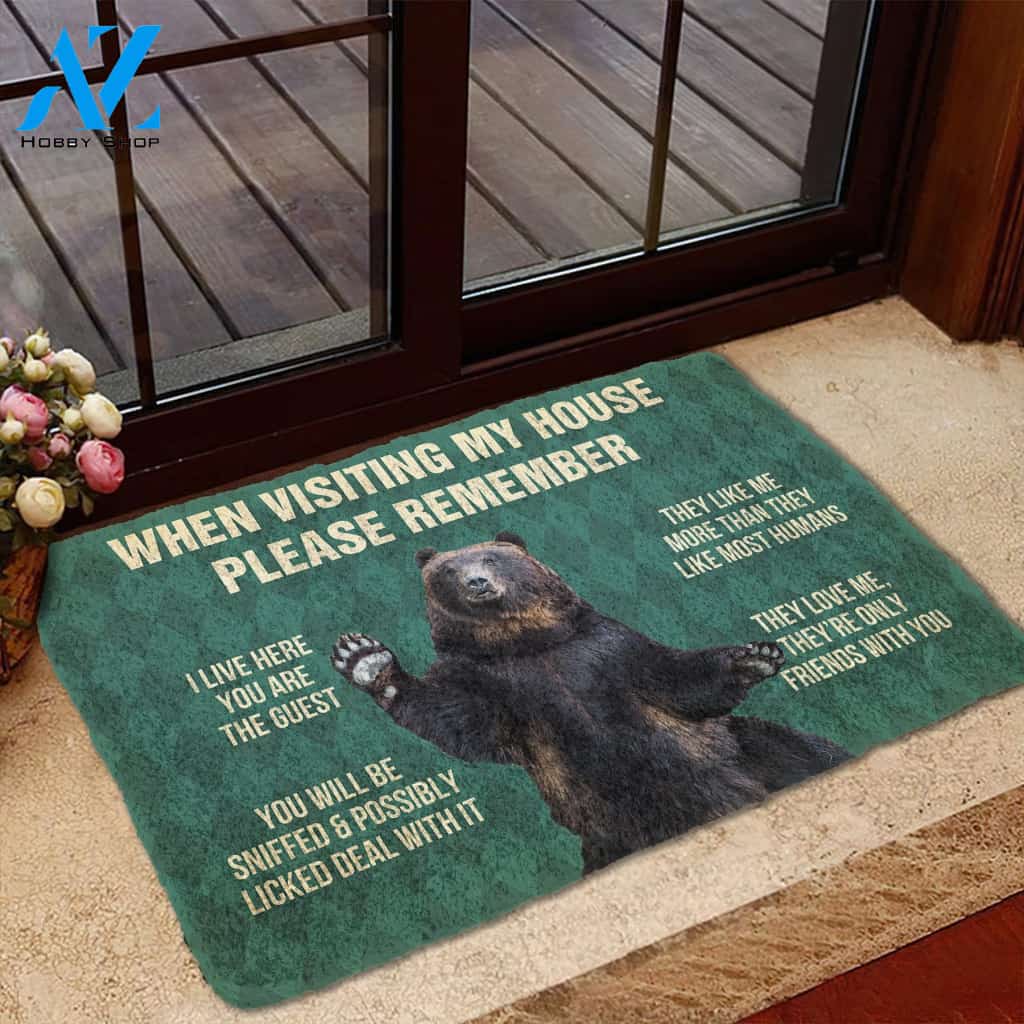 Gearhumans Gearhuman 3D Please Remember Black Bears House Rule Custom Doormat