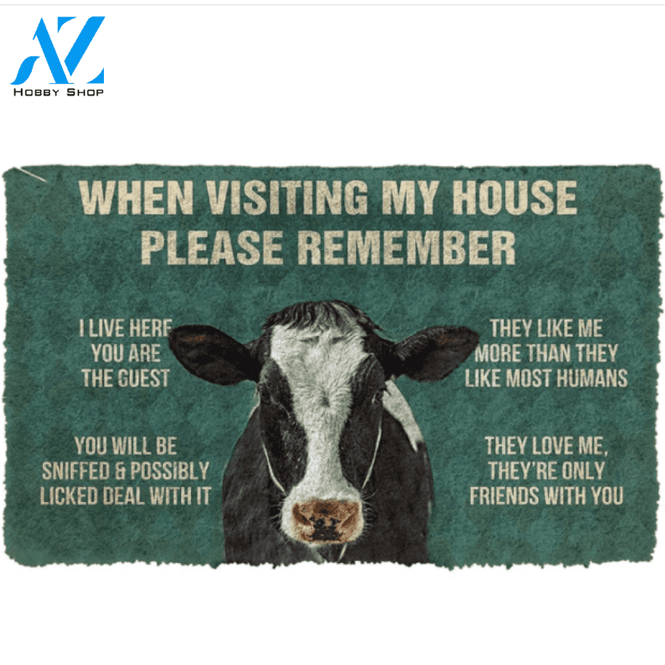 Please Remember Calfs House Rule Funny Indoor And Outdoor Doormat Warm House Gift Welcome Mat Birthday Gift For Calf Lovers