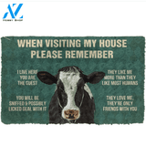 Please Remember Calfs House Rule Funny Indoor And Outdoor Doormat Warm House Gift Welcome Mat Birthday Gift For Calf Lovers