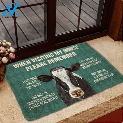 Please Remember Calfs House Rule Funny Indoor And Outdoor Doormat Warm House Gift Welcome Mat Birthday Gift For Calf Lovers
