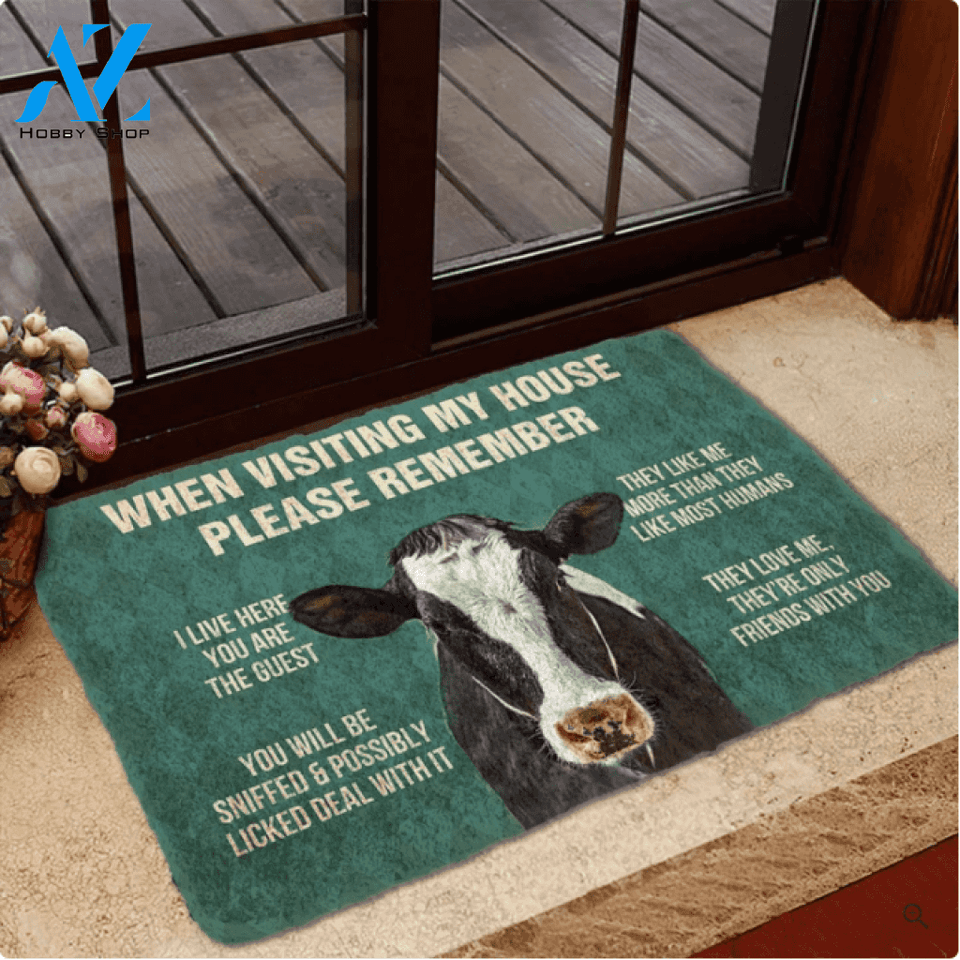 Please Remember Calfs House Rule Funny Indoor And Outdoor Doormat Warm House Gift Welcome Mat Birthday Gift For Calf Lovers