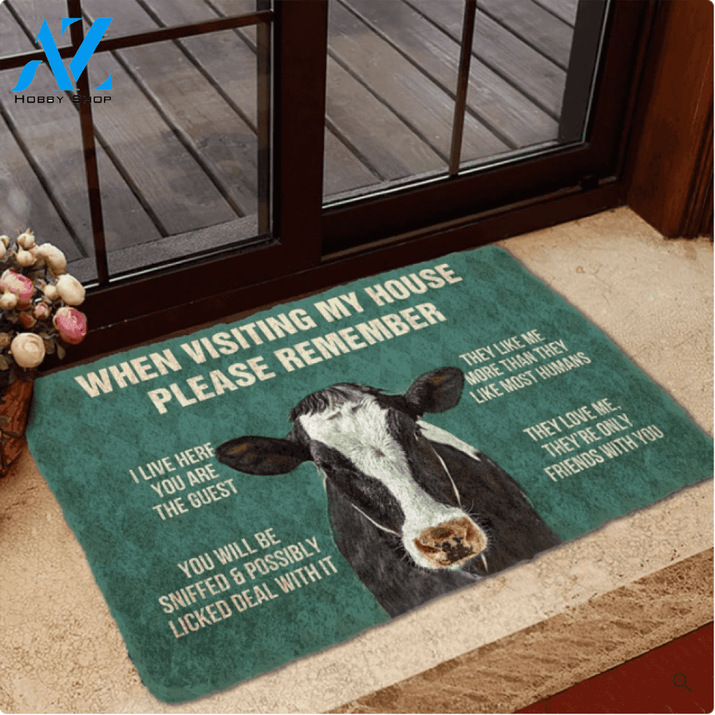 Please Remember Calfs House Rule Funny Indoor And Outdoor Doormat Warm House Gift Welcome Mat Birthday Gift For Calf Lovers