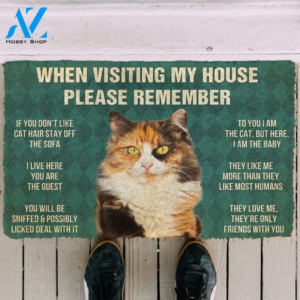 Gearhumans GearHuman 3D Please Remember Calico Cat House Rules Doormat