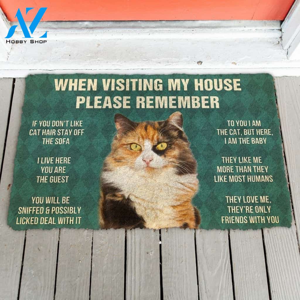 Gearhumans GearHuman 3D Please Remember Calico Cat House Rules Doormat
