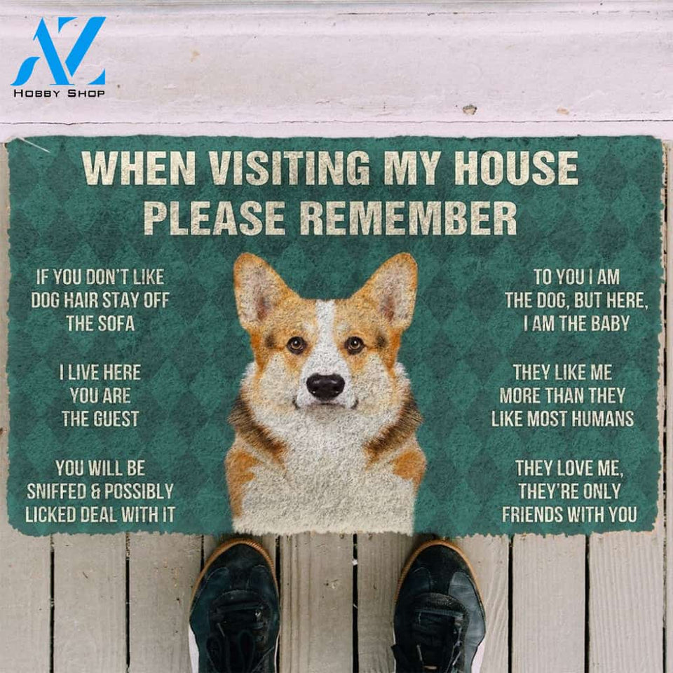 Gearhumans Gearhuman 3D Please Remember Cardigan Welsh Corgi Dogs House Rules Custom Doormat