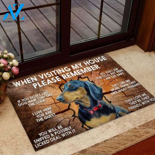 Please remember Dachshund Dog Coir pattern print Doormat | Welcome Mat | House Warming Gift