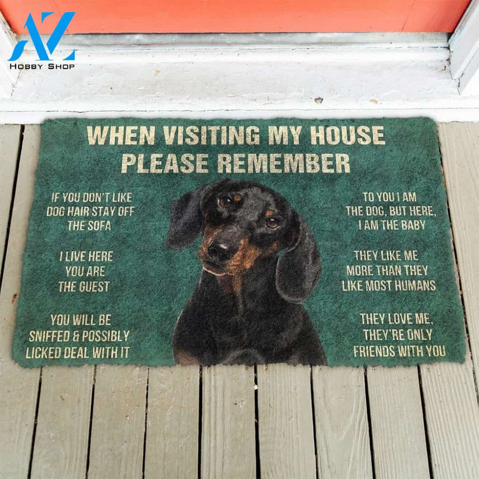 PLEASE REMEMBER DACHSHUNDS DOG'S HOUSE RULES DOORMAT Warm House Gift Welcome Mat Birthday Gift Funny Gift Gift For Dachshunds Dog Lover