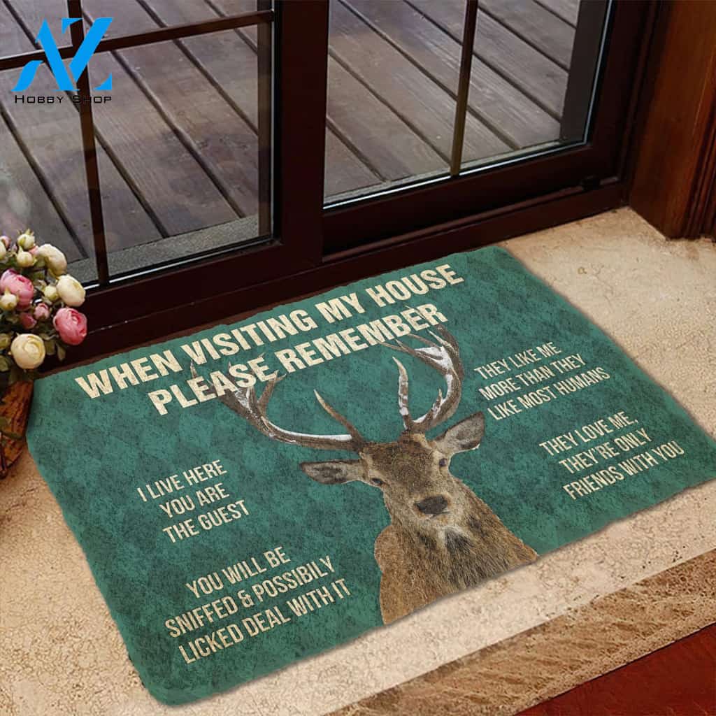 Gearhumans Gearhuman 3D Please Remember Deers House Rule Custom Doormat