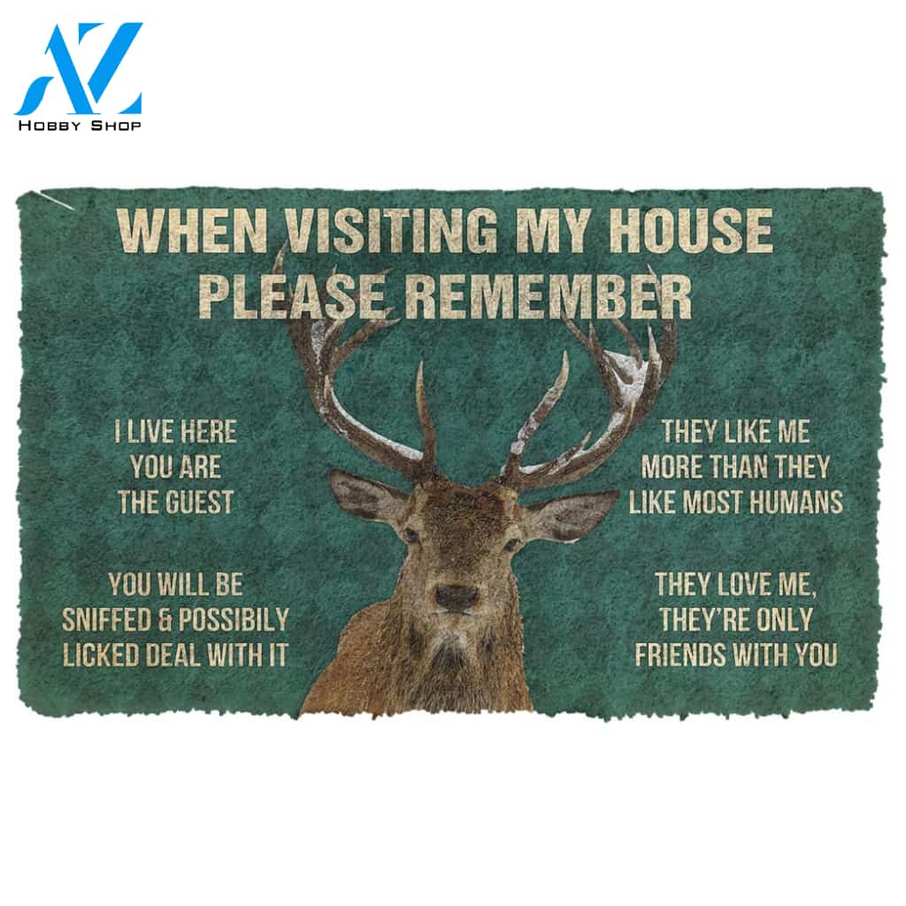 Gearhumans Gearhuman 3D Please Remember Deers House Rule Custom Doormat