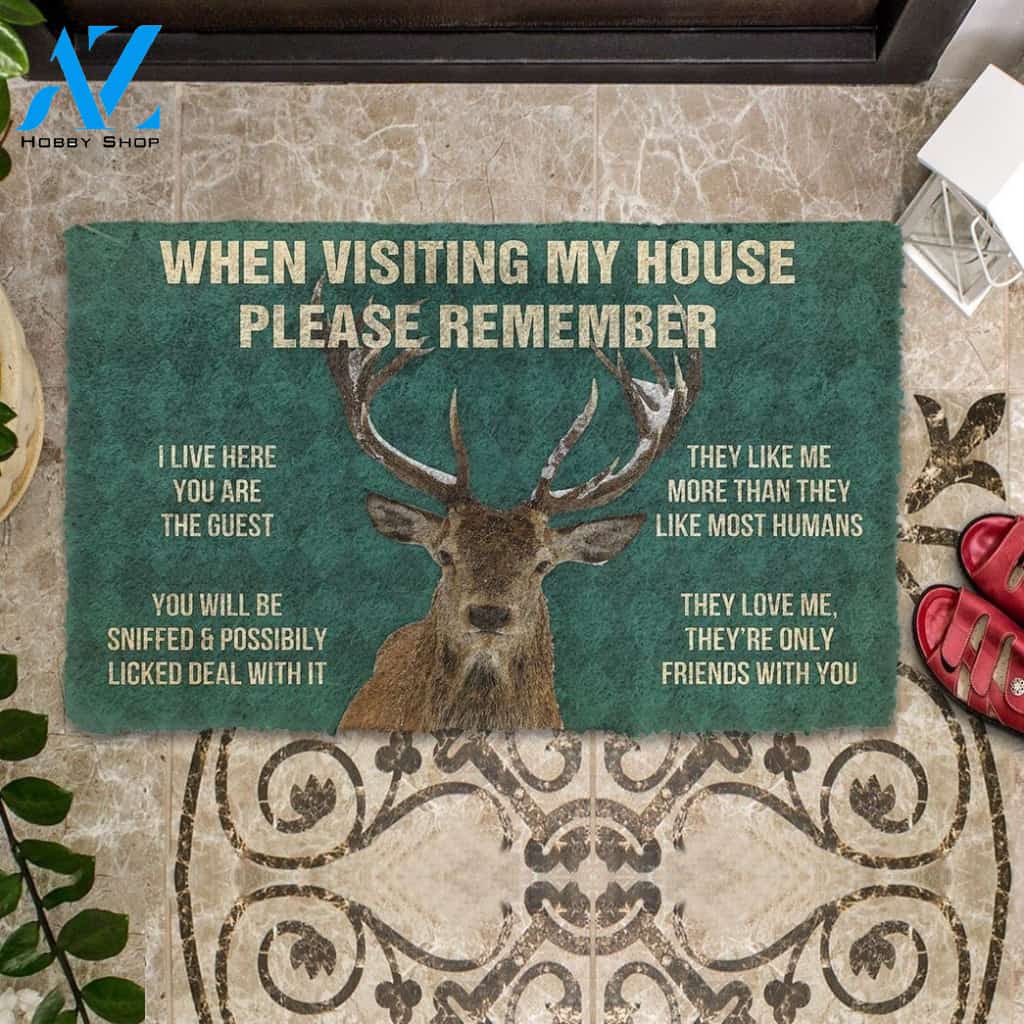 Gearhumans Gearhuman 3D Please Remember Deers House Rule Custom Doormat