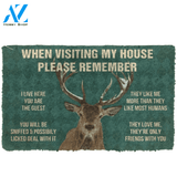 Please Remember Deers House Rule Funny Indoor And Outdoor Doormat Warm House Gift Welcome Mat Birthday Gift For Deer Lovers