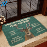 Please Remember Deers House Rule Funny Indoor And Outdoor Doormat Warm House Gift Welcome Mat Birthday Gift For Deer Lovers