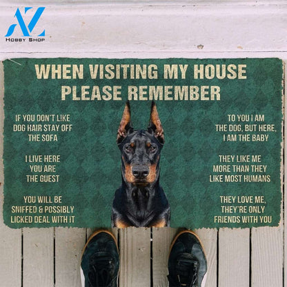 Gearhumans GearHuman 3D Please Remember Doberman Pinscher Dogs House Rules Doormat