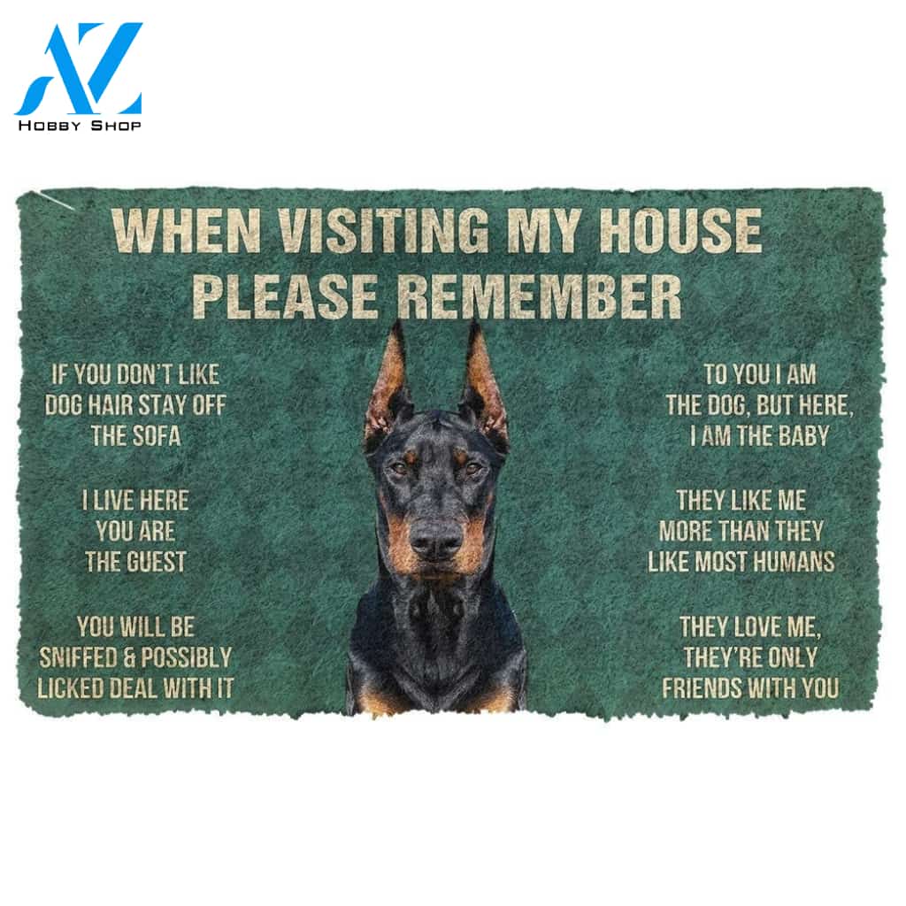 Gearhumans GearHuman 3D Please Remember Doberman Pinscher Dogs House Rules Doormat