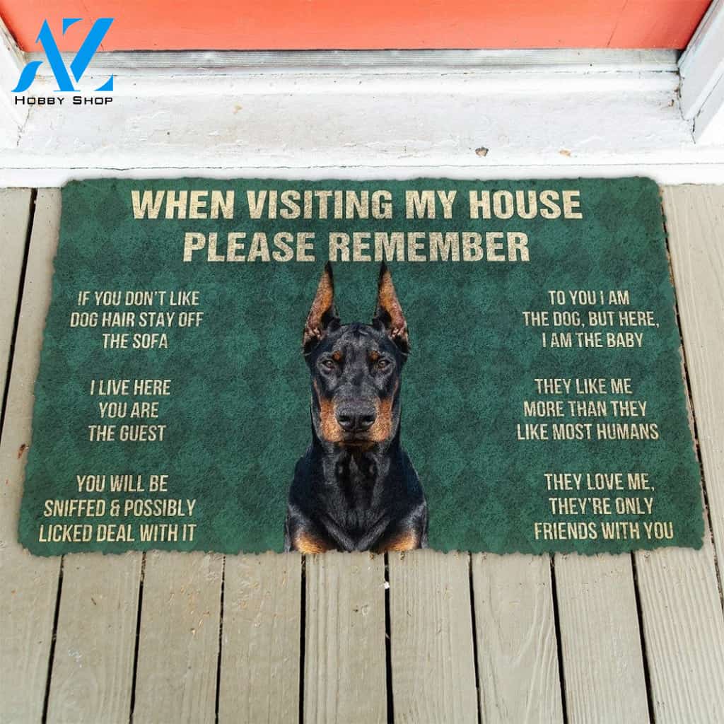 Gearhumans GearHuman 3D Please Remember Doberman Pinscher Dogs House Rules Doormat