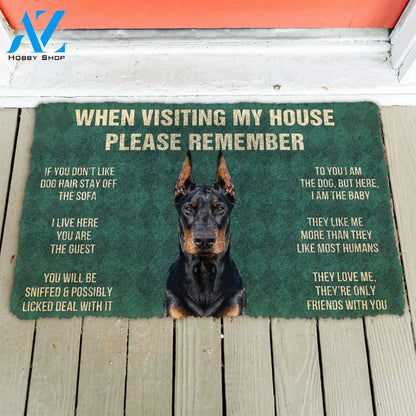 Gearhumans GearHuman 3D Please Remember Doberman Pinscher Dogs House Rules Doormat