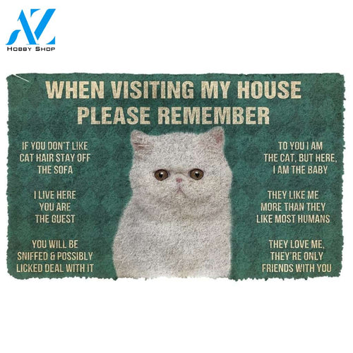 Gearhumans GearHuman 3D Please Remember Exotic Shorthair Cats House Rules Doormat