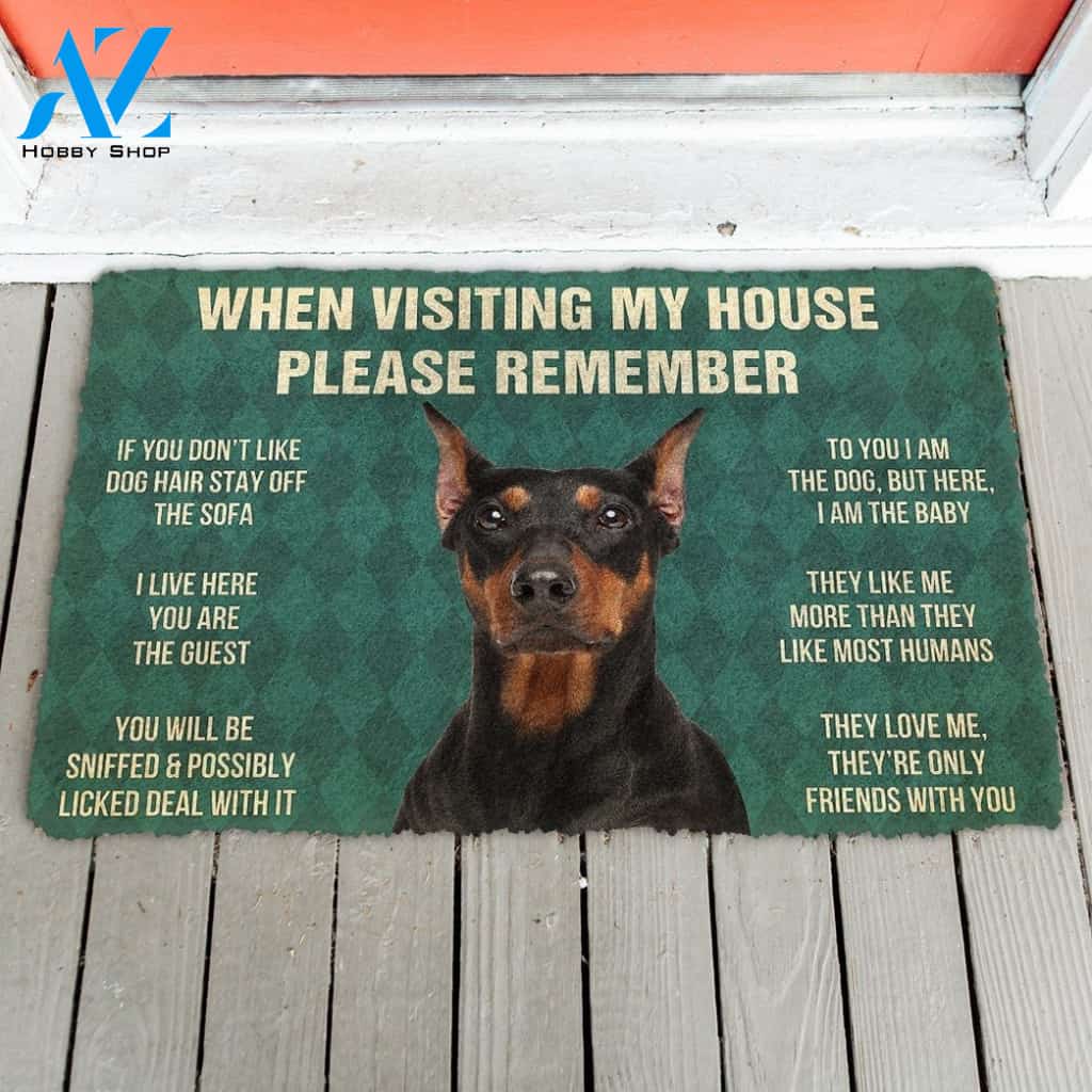 Gearhumans GearHuman 3D Please Remember German Pinscher Dogs House Rules Doormat