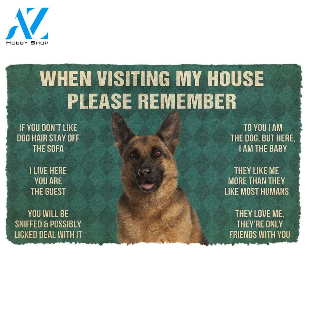 PLEASE REMEMBER GERMAN SHEPHERD DOG'S HOUSE RULES DOORMAT Warm House Gift Welcome Mat Birthday Gift Funny Gift Gift For German Sheperd Dog Lover