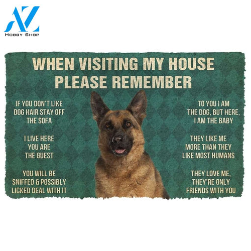 PLEASE REMEMBER GERMAN SHEPHERD DOG'S HOUSE RULES DOORMAT Warm House Gift Welcome Mat Birthday Gift Funny Gift Gift For German Sheperd Dog Lover