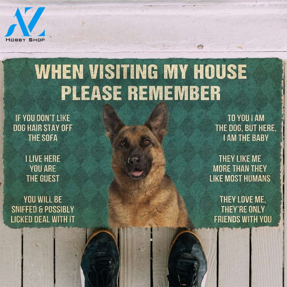 PLEASE REMEMBER GERMAN SHEPHERD DOG'S HOUSE RULES DOORMAT Warm House Gift Welcome Mat Birthday Gift Funny Gift Gift For German Sheperd Dog Lover