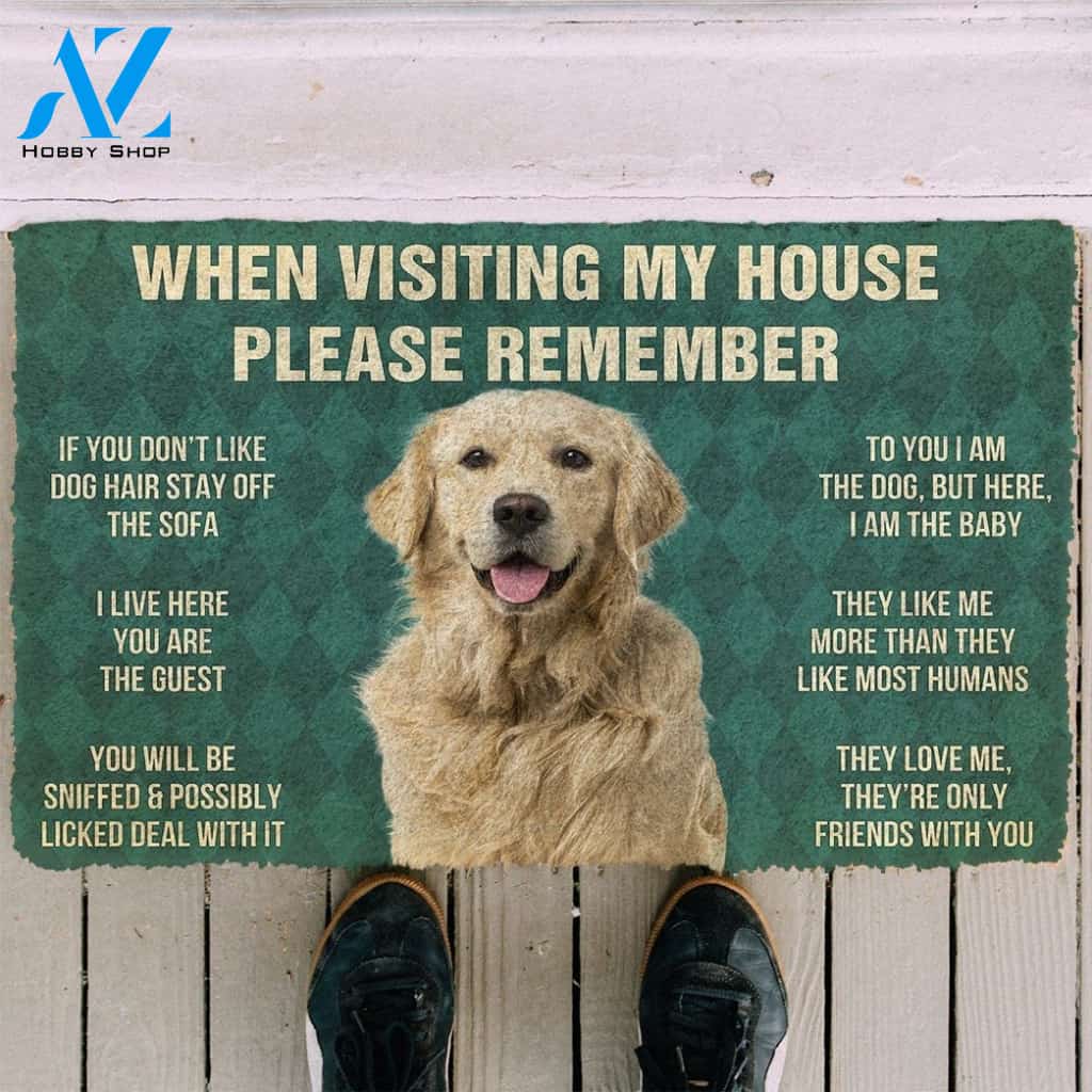 Gearhumans GearHuman 3D Please Remember Golden Retriever Dog's House Rules Doormat