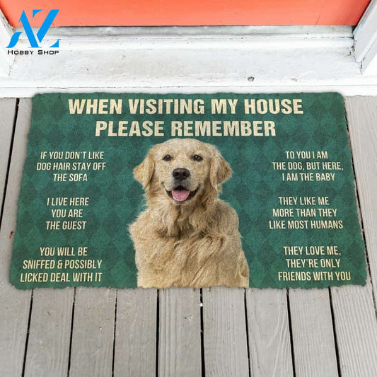Please Remember GOLDEN RETRIEVER House Rules Funny Indoor And Outdoor Doormat Warm House Gift Welcome Mat Gift For Dog Lovers