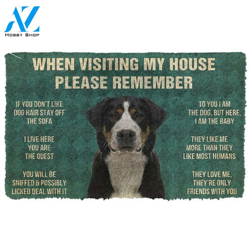 Gearhumans GearHuman 3D Please Remember Greater Swiss Mountain Dogs House Rules Doormat
