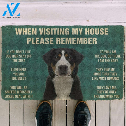 Gearhumans GearHuman 3D Please Remember Greater Swiss Mountain Dogs House Rules Doormat