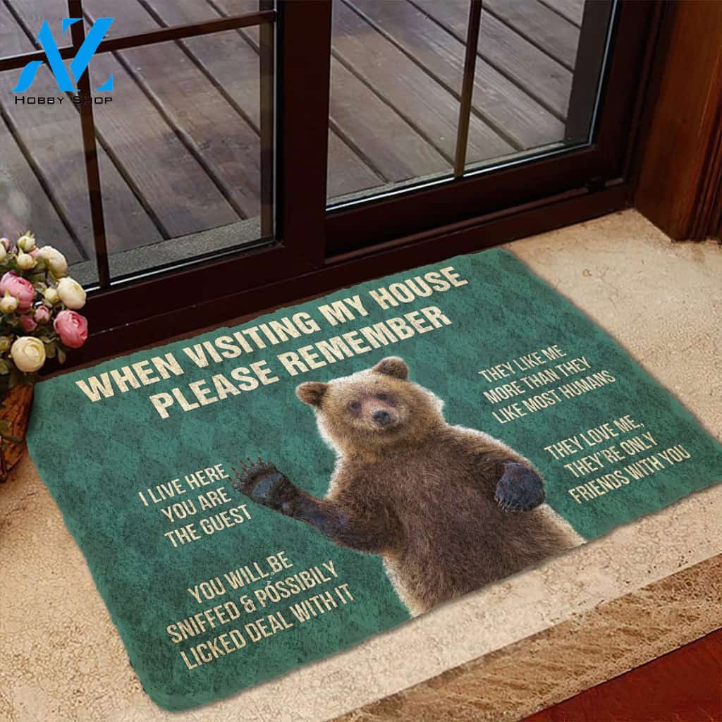 Gearhumans Gearhuman 3D Please Remember Grizzly Bears House Rule Custom Doormat