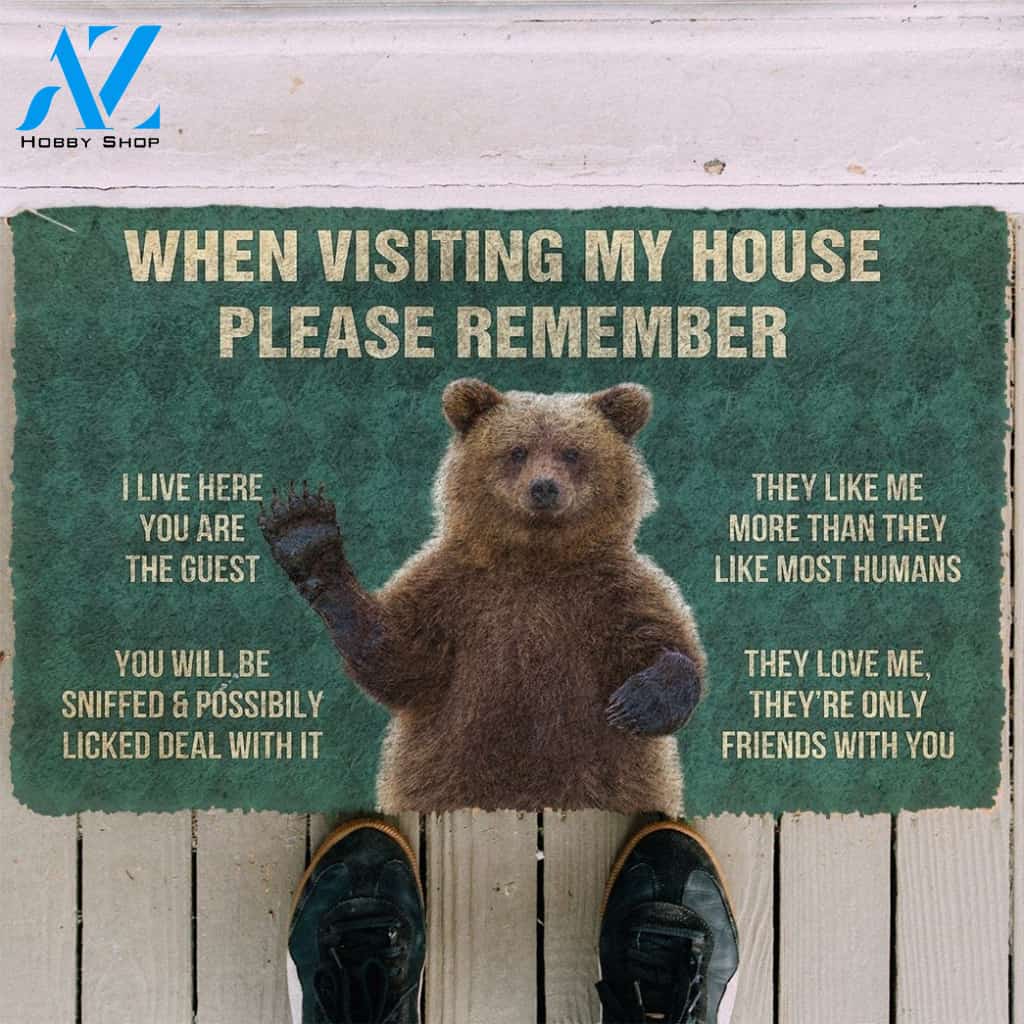 Gearhumans Gearhuman 3D Please Remember Grizzly Bears House Rule Custom Doormat