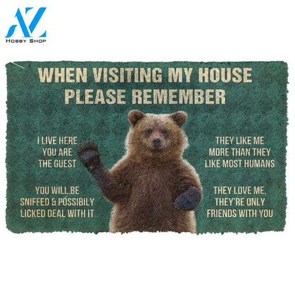 Gearhumans Gearhuman 3D Please Remember Grizzly Bears House Rule Custom Doormat