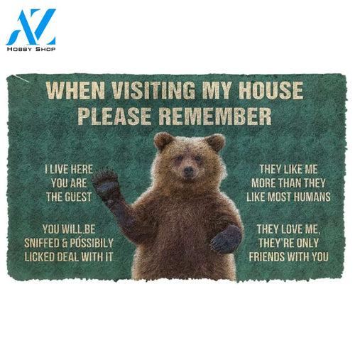 Gearhumans Gearhuman 3D Please Remember Grizzly Bears House Rule Custom Doormat