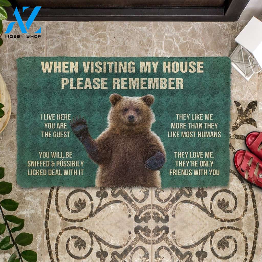 Gearhumans Gearhuman 3D Please Remember Grizzly Bears House Rule Custom Doormat