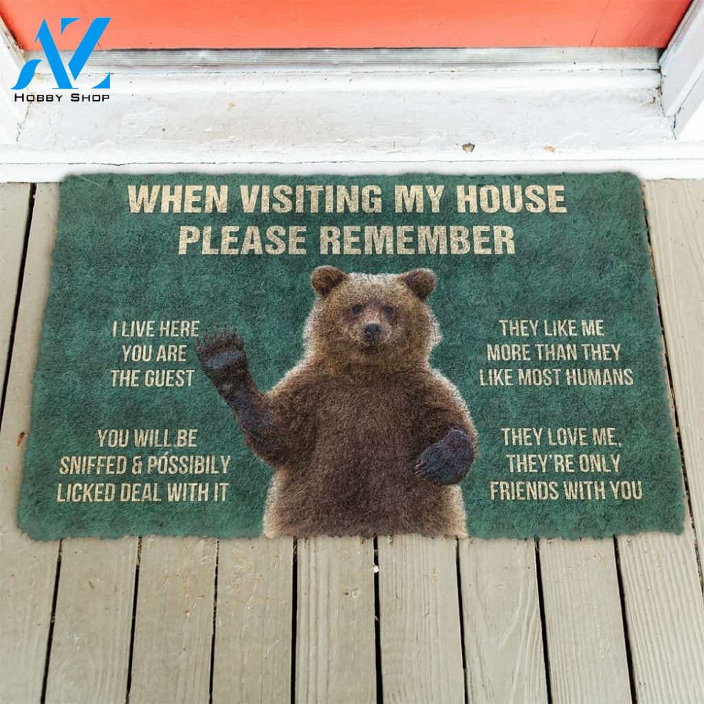 Gearhumans Gearhuman 3D Please Remember Grizzly Bears House Rule Custom Doormat