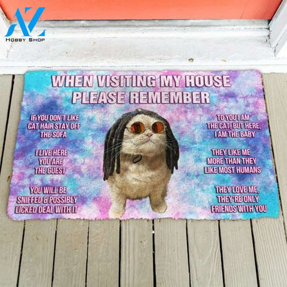 Please Remember Hippie Bob Meowley House Rules Custom Welcome Funny Doormat Warm House Gift Welcome Mat Gift for Friend Family