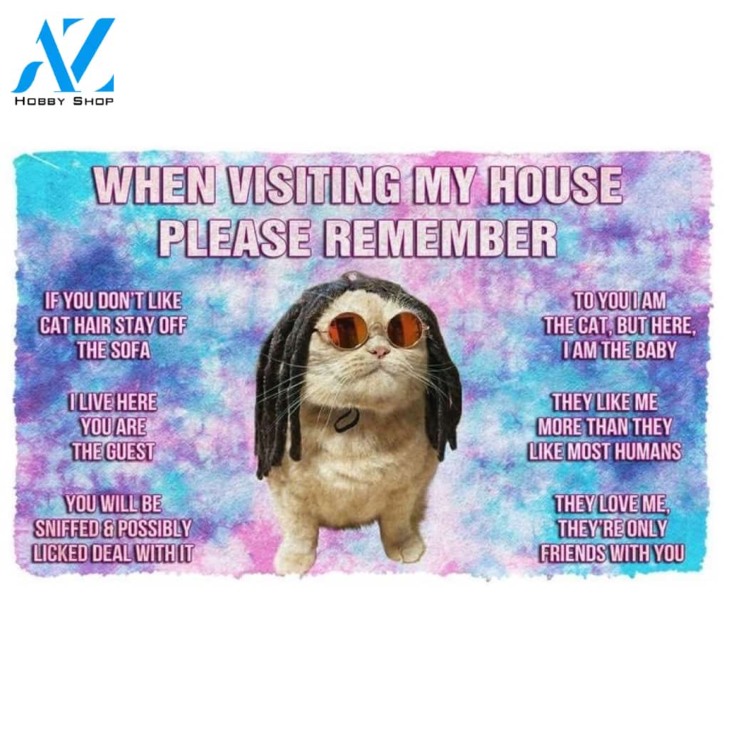 Please Remember Hippie Bob Meowley House Rules Custom Welcome Funny Doormat Warm House Gift Welcome Mat Gift for Friend Family