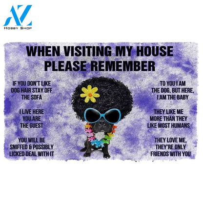 Please Remember Hippie French Bulldog's House Rules Welcome Funny Doormat Warm House Gift Welcome Mat Gift for Friend Family