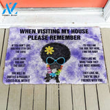 Please Remember Hippie French Bulldog's House Rules Welcome Funny Doormat Warm House Gift Welcome Mat Gift for Friend Family