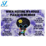 Please Remember Hippie French Bulldog's House Rules Welcome Funny Doormat Warm House Gift Welcome Mat Gift for Friend Family